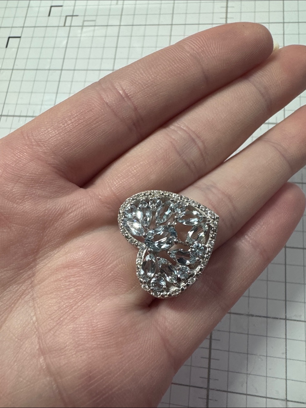 Blue Aquamarine Rhodium Over Silver Ring 2.56CTW Size 8